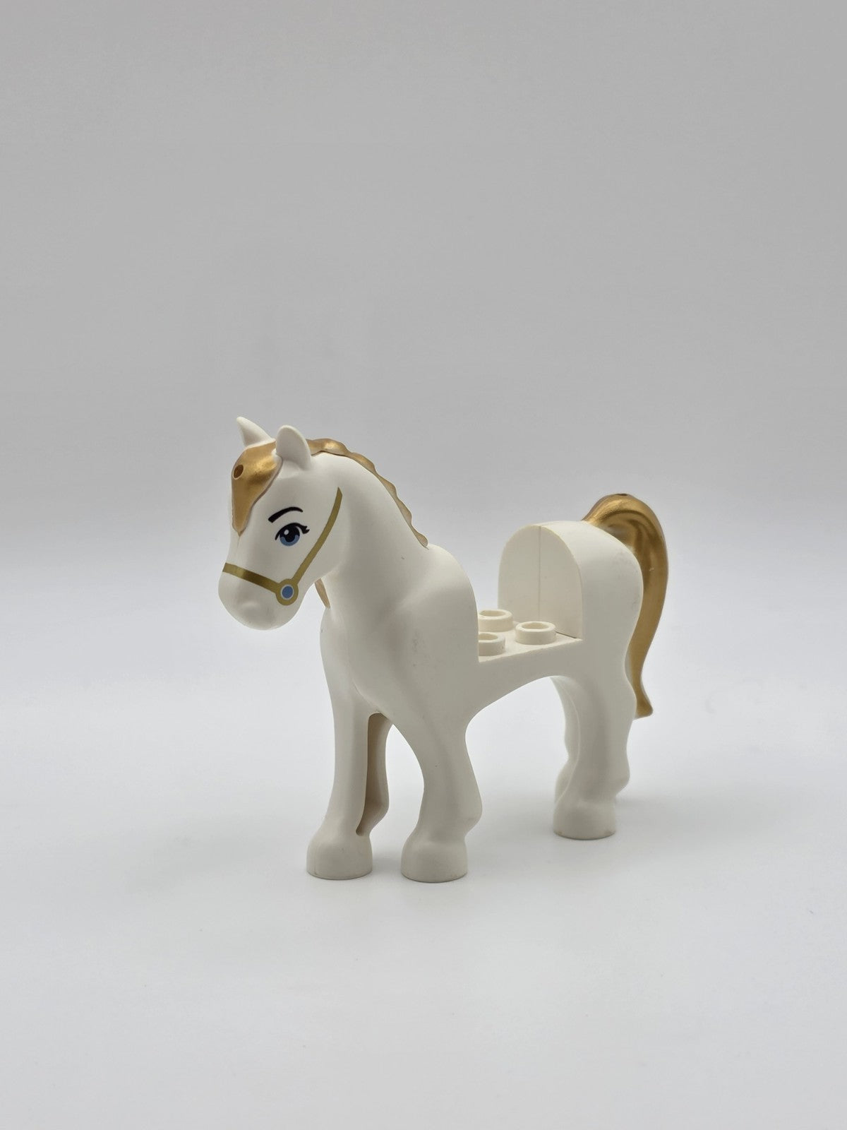 LEGO Disney White Horse Med Blue Eyes Gold Mane Tail Cinderella (93083c01pb15)