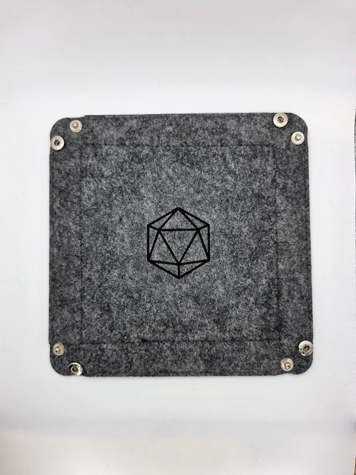 Gray Dice Tray Square Folding Felt Dice Tray and Holder
