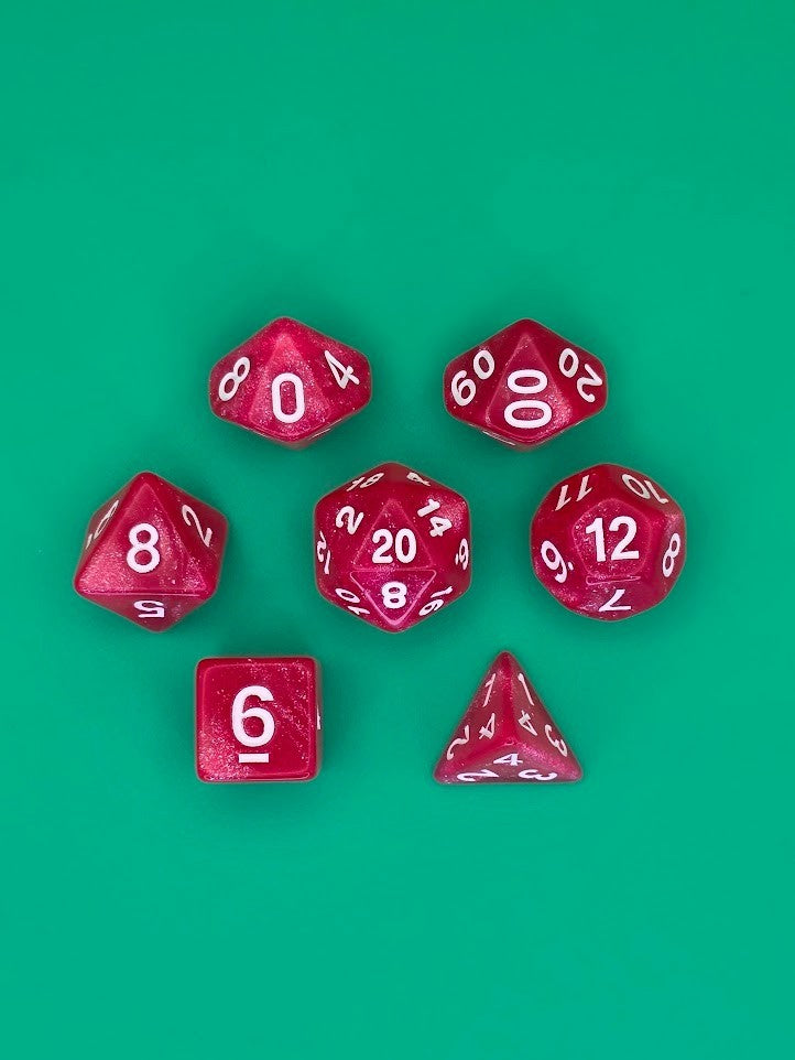 7PCS DND Dice Set "Crushed Coral" Polyhedral Dice With Drawstring Bag for D&D