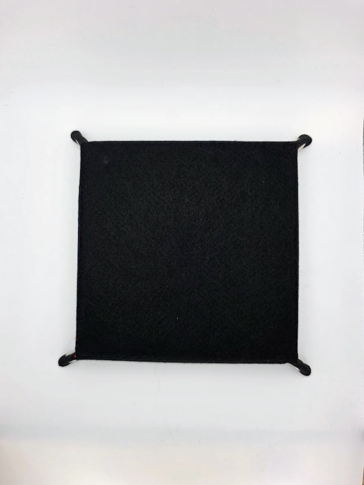 Red Dice Tray Square Folding Felt Dice Tray and Holder
