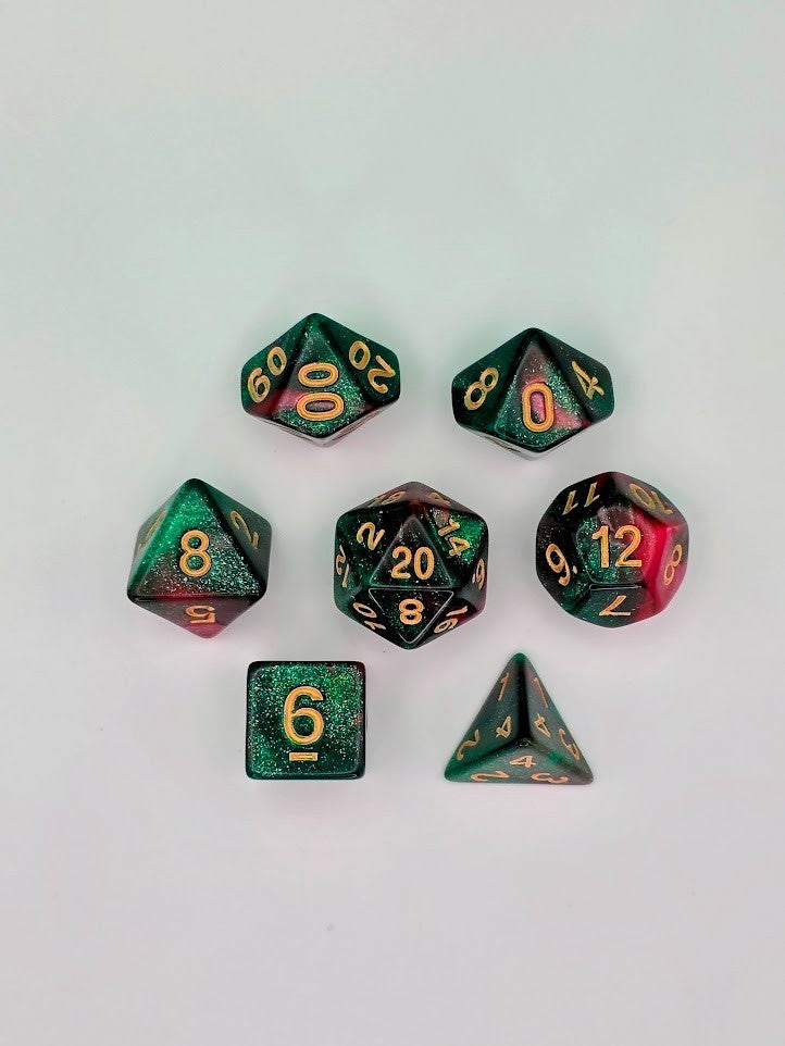 7PCS DND Dice Set "Festive" Polyhedral Dice With Drawstring Bag for D&D