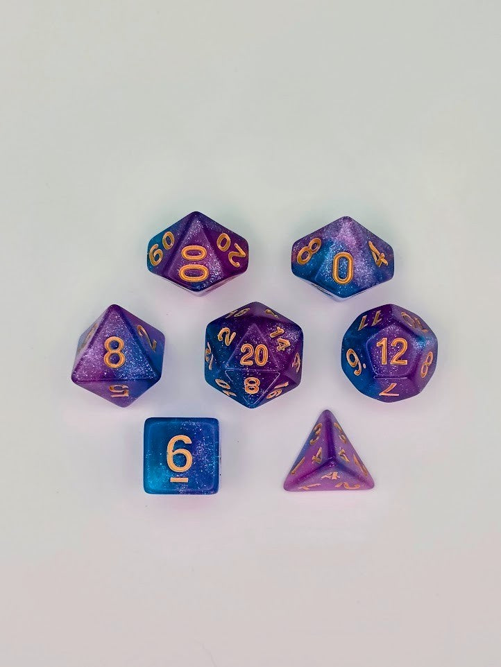 7PCS DND Dice Set "Space Travel" Polyhedral Dice With Drawstring Bag for D&D