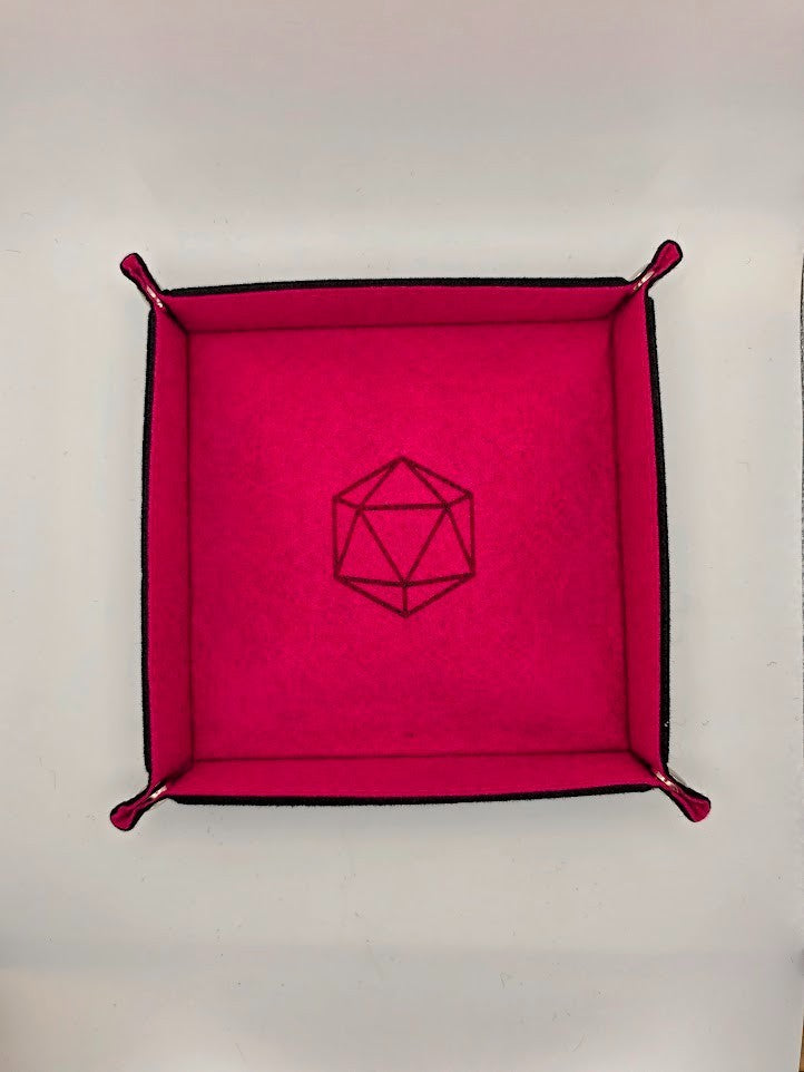 Pink Dice Tray Square Folding Felt Dice Tray and Holder