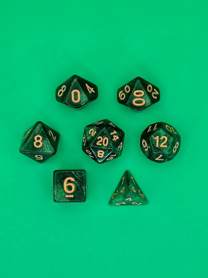 7PCS DND Dice Set "Boomslang Venom" Polyhedral Dice With Drawstring Bag for D&D