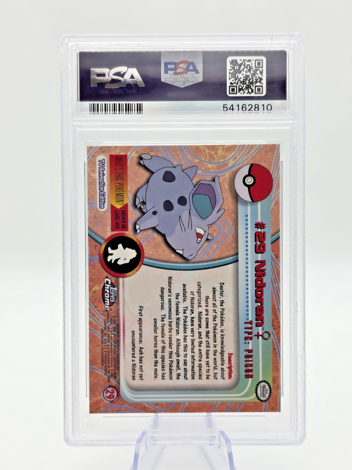 Pokémon #29 Nidoran Card Foil Topps Chrome 2000 TV Animation Series 1 GEM Mint
