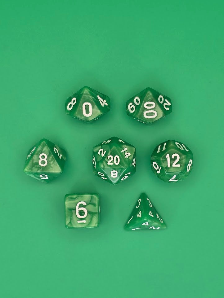 7PCS DND Dice Set "Liquid Jade" Polyhedral Dice With Drawstring Bag for D&D