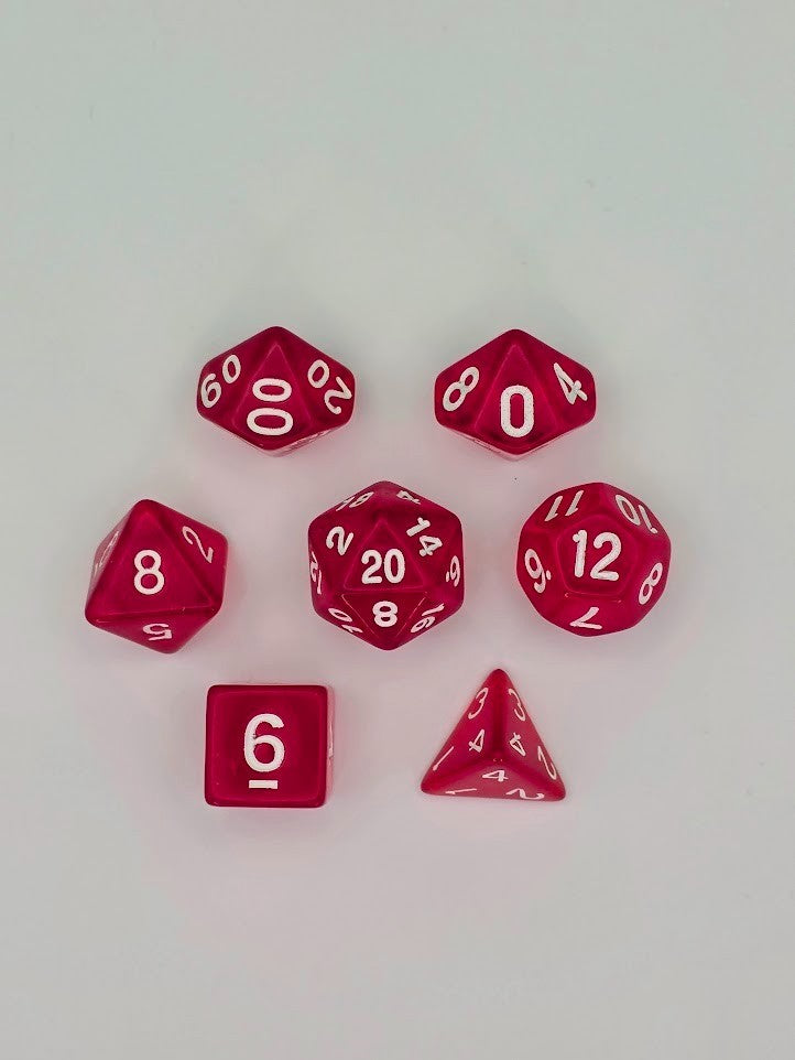 7PCS DND Dice Set "Red Glass" Polyhedral Dice With Drawstring Bag for D&D