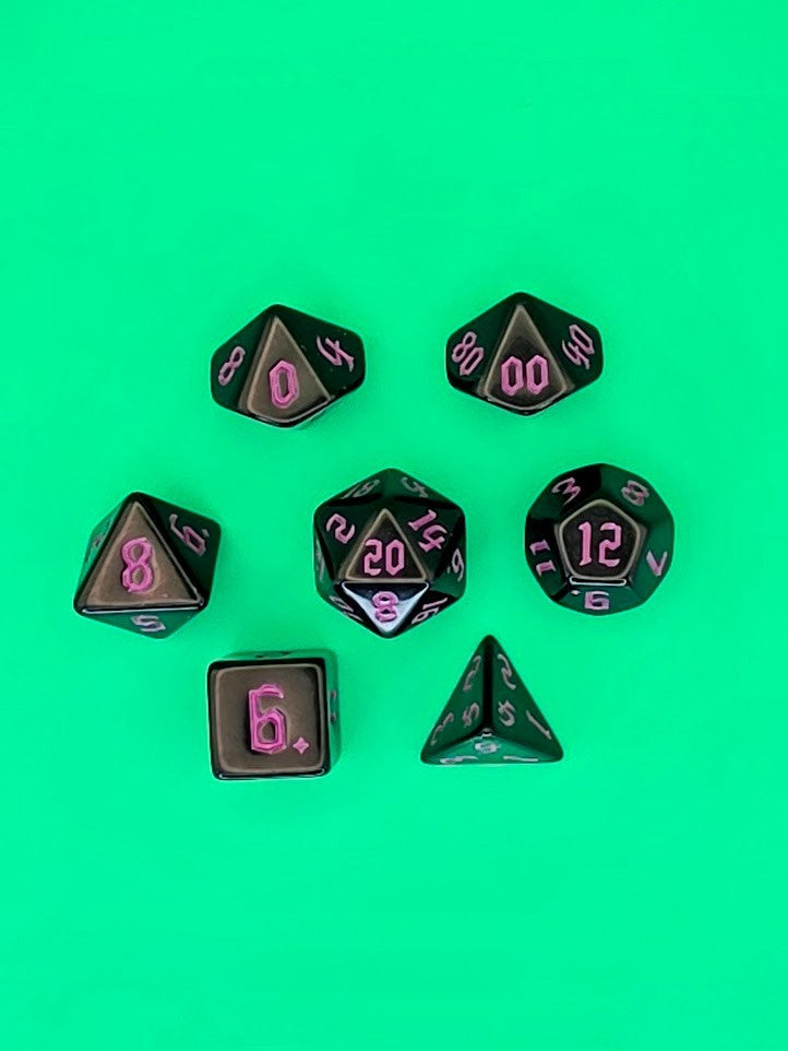 7PCS DND Dice Set "Purple Knight" Polyhedral Dice With Drawstring Bag for D&D