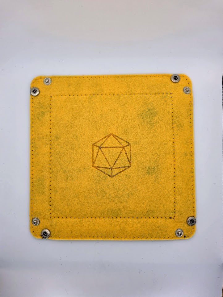 Yellow Dice Tray Square Folding Felt Dice Tray and Holder