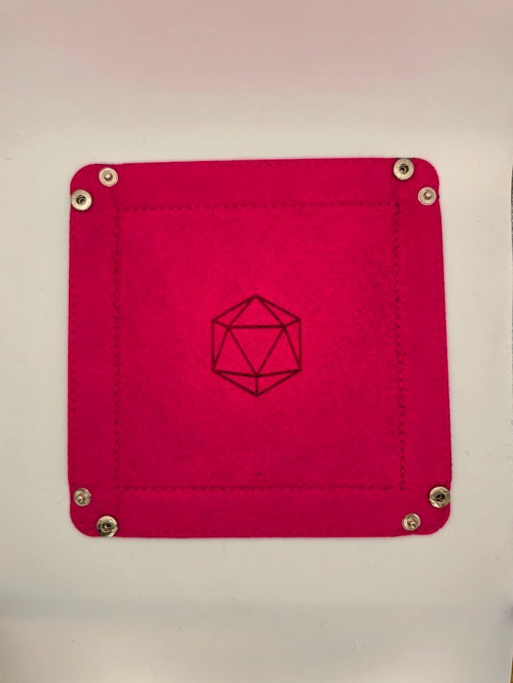 Pink Dice Tray Square Folding Felt Dice Tray and Holder