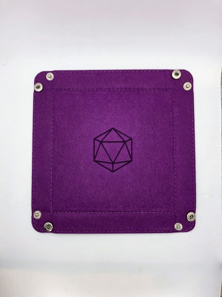 Purple Dice Tray Square Folding Felt Dice Tray and Holder