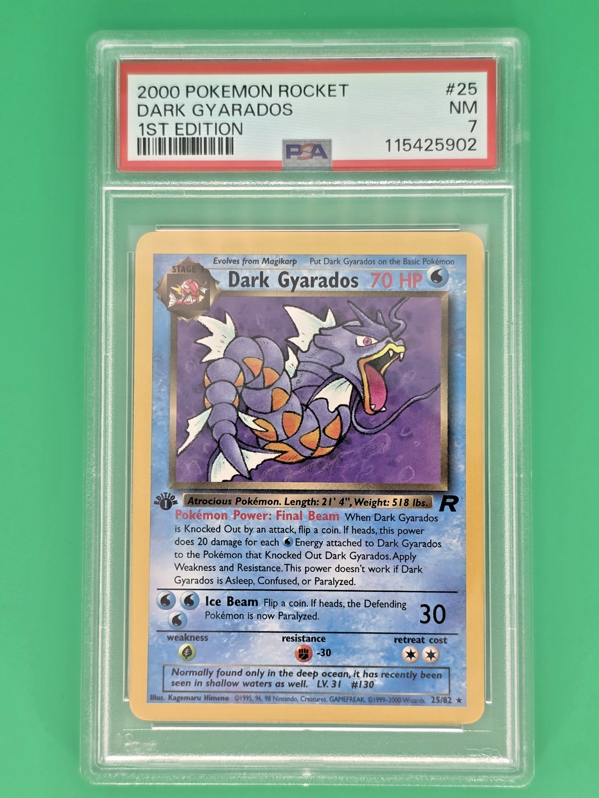 PSA 7 1st Edition Dark Gyarados 25/82 Team Rocket Regular