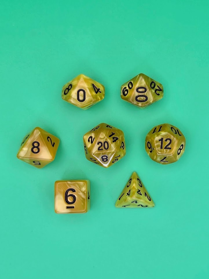 7PCS DND Dice Set "Golden Star" Polyhedral Dice With Drawstring Bag for D&D