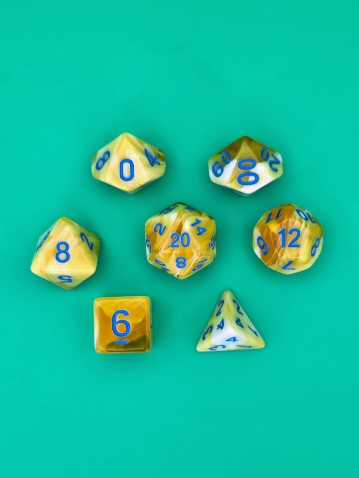 7PCS DND Dice Set "Milk & Honey" Polyhedral Dice With Drawstring Bag for D&D