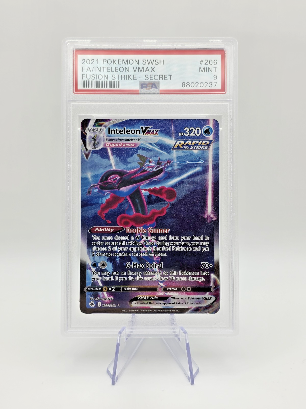 PSA 9 Inteleon VMAX (Alternate Art Secret) 266/264 Fusion Strike Holo