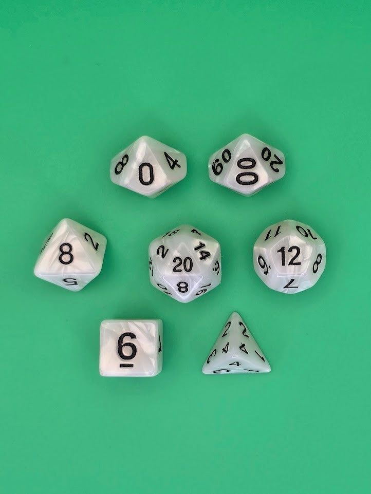 7PCS DND Dice Set "Frost Wind" Polyhedral Dice With Drawstring Bag for D&D