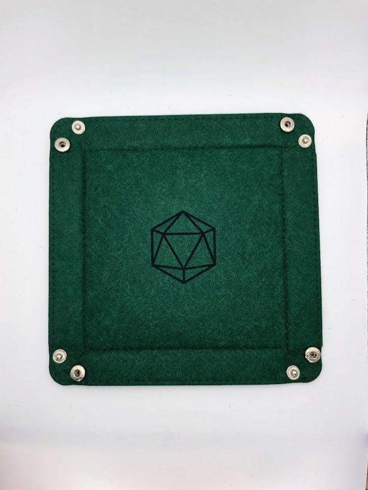Green Dice Tray Square Folding Felt Dice Tray and Holder