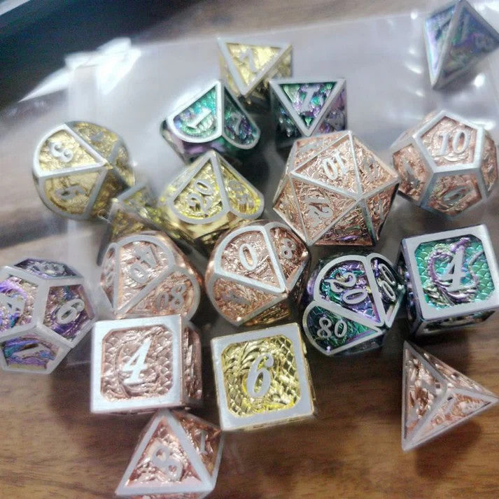 Mystery Pack Full set Non-matching D&D RPG Solid Metal Dice