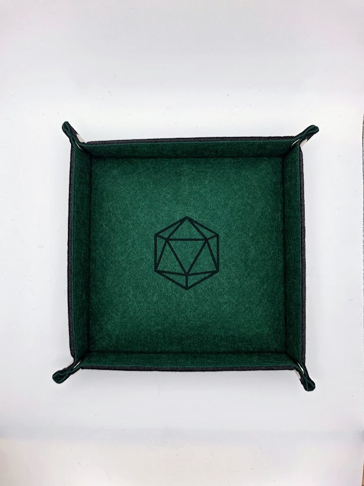 Green Dice Tray Square Folding Felt Dice Tray and Holder