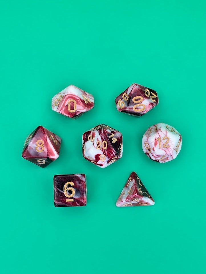 7PCS DND Dice Set "Bloody" Polyhedral Dice With Drawstring Bag for D&D