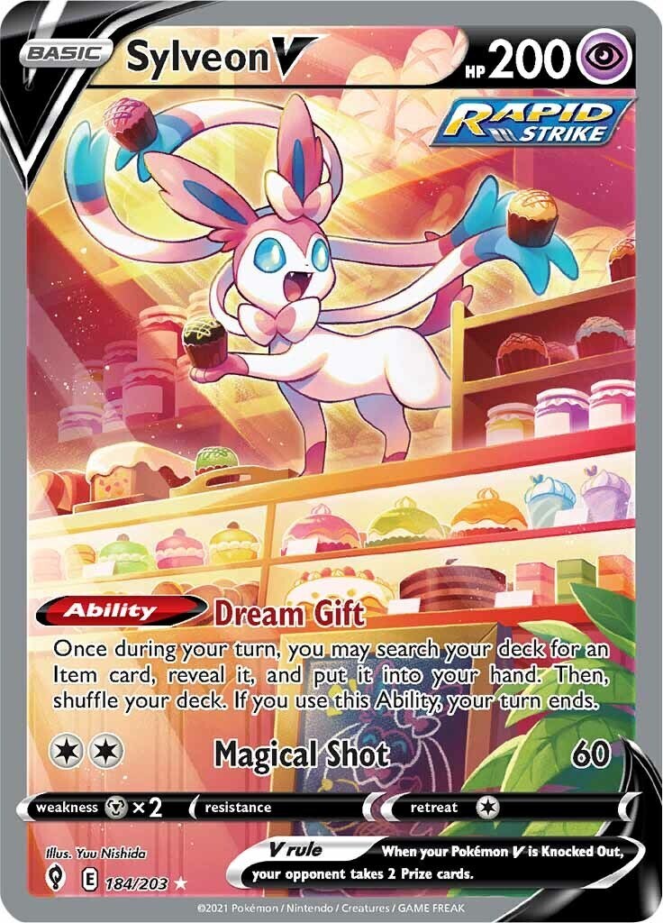 Sylveon V (Alternate Full Art) 184/203 SWSH07: Evolving Skies Holo