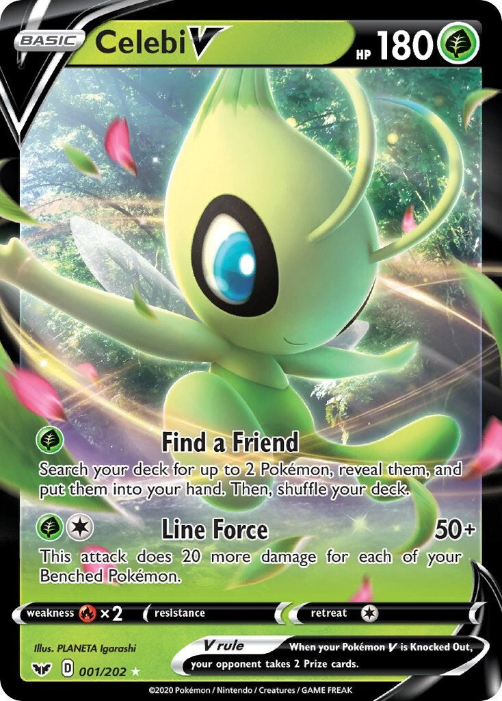 Celebi V 001/202 Swsh01: Sword & Shield Holo NM