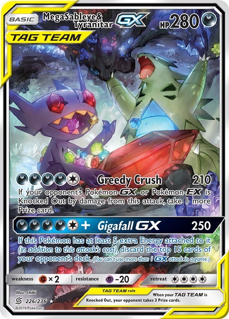 MP Mega Sableye & Tyranitar GX (Alternate Full Art) 226/236 Unified Minds Holo