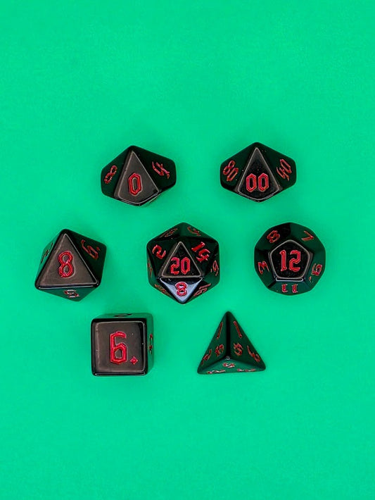 7PCS DND Dice Set "Red Knight" Polyhedral Dice With Drawstring Bag for D&D