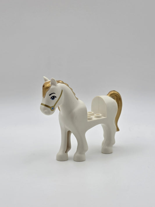 LEGO Disney White Horse Med Blue Eyes Gold Mane Tail Cinderella (93083c01pb15)