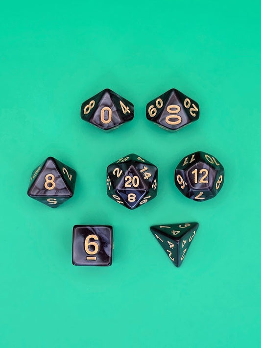 7PCS DND Dice Set "Oil Spill" Polyhedral Dice With Drawstring Bag for D&D