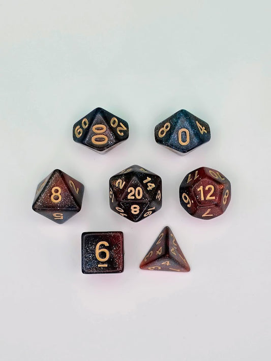 7PCS DND Dice Set "Mystical Galaxy" Polyhedral Dice With Drawstring Bag for D&D