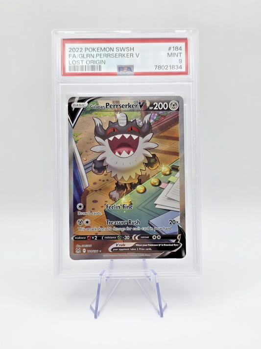 PSA 9 Galarian Perrserker V (Alternate Full Art) 184/196 Lost Origin Holo
