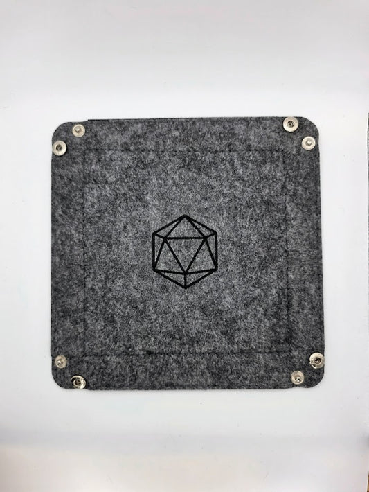 Gray Dice Tray Square Folding Felt Dice Tray and Holder