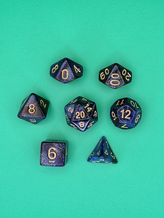 7PCS DND Dice Set "Ocean Storm" Polyhedral Dice With Drawstring Bag for D&D