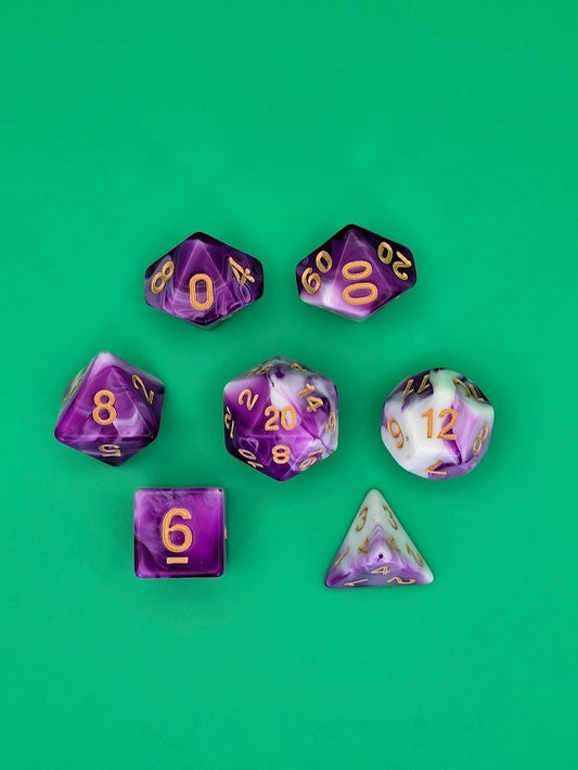 7PCS DND Dice Set "Royal Quartz" Polyhedral Dice With Drawstring Bag for D&D