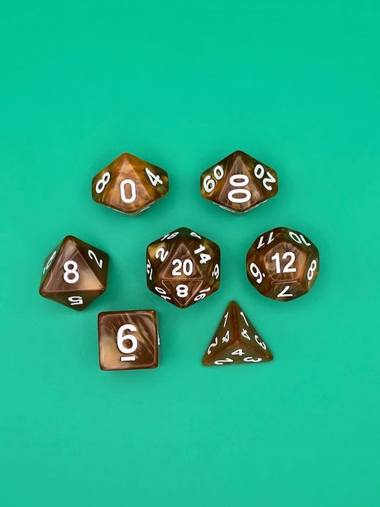 7PCS DND Dice Set "Honey Pot" Polyhedral Dice With Drawstring Bag for D&D
