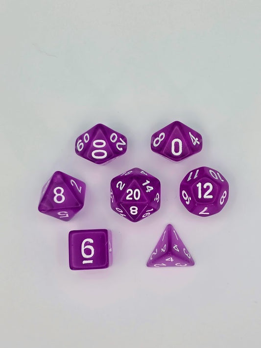 7PCS DND Dice Set "Purple Glass" Polyhedral Dice With Drawstring Bag for D&D