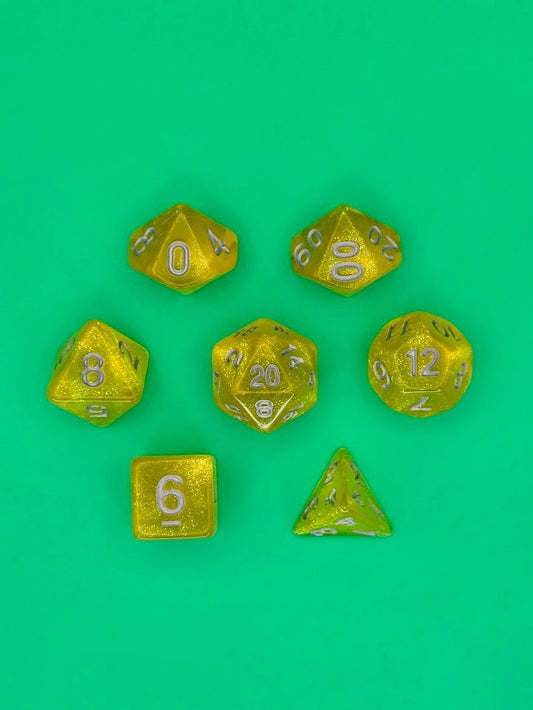 7PCS DND Dice Set "Gold Dust" Polyhedral Dice With Drawstring Bag for D&D