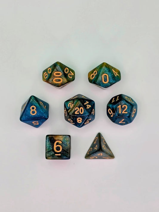 7PCS DND Dice Set "Deep Beyond" Polyhedral Dice With Drawstring Bag for D&D