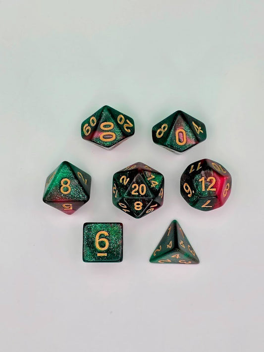 7PCS DND Dice Set "Festive" Polyhedral Dice With Drawstring Bag for D&D