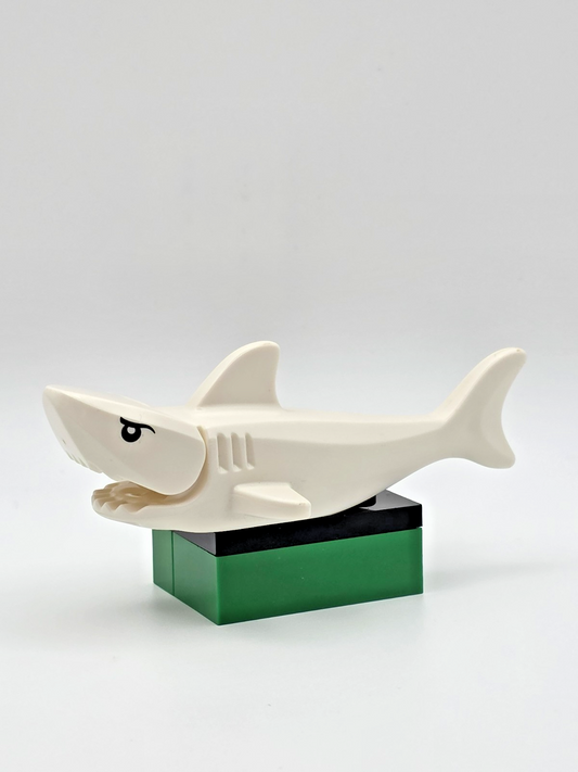 LEGO White Shark Rounded Nose Gills Black Eyes (14518C04PB01)