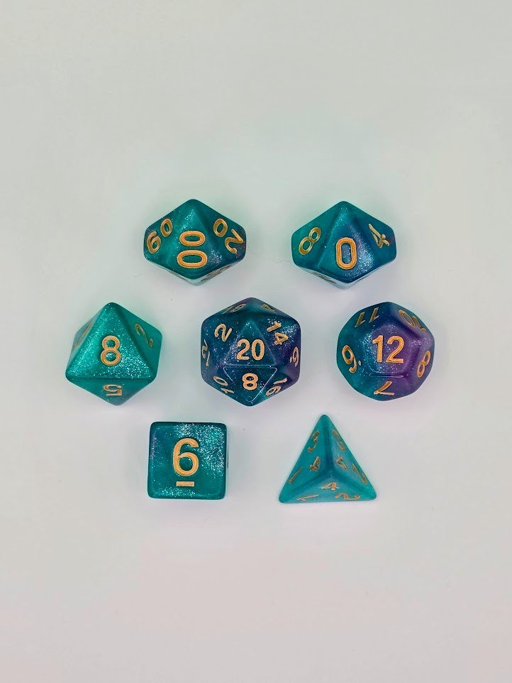 7PCS DND Dice Set "Unicorn" Polyhedral Dice With Drawstring Bag for D&D
