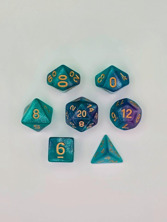 7PCS DND Dice Set "Unicorn" Polyhedral Dice With Drawstring Bag for D&D