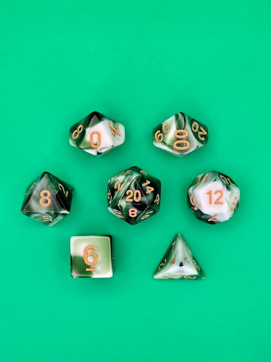 7PCS DND Dice Set "Creme De Menthe" Polyhedral Dice With Drawstring Bag for D&D