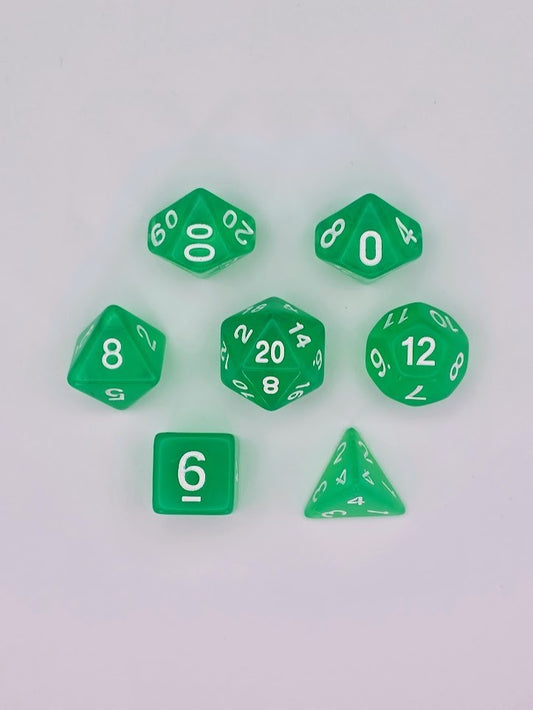 7PCS DND Dice Set "Green Glass" Polyhedral Dice With Drawstring Bag for D&D