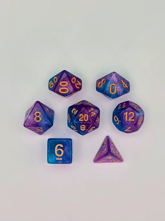 7PCS DND Dice Set "Space Travel" Polyhedral Dice With Drawstring Bag for D&D
