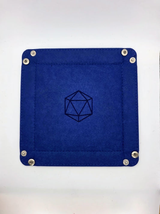 Blue Dice Tray Square Folding Felt Dice Tray and Holder