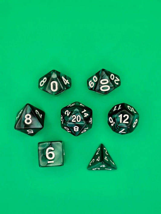 7PCS DND Dice Set "Evergreen" Polyhedral Dice With Drawstring Bag for D&D