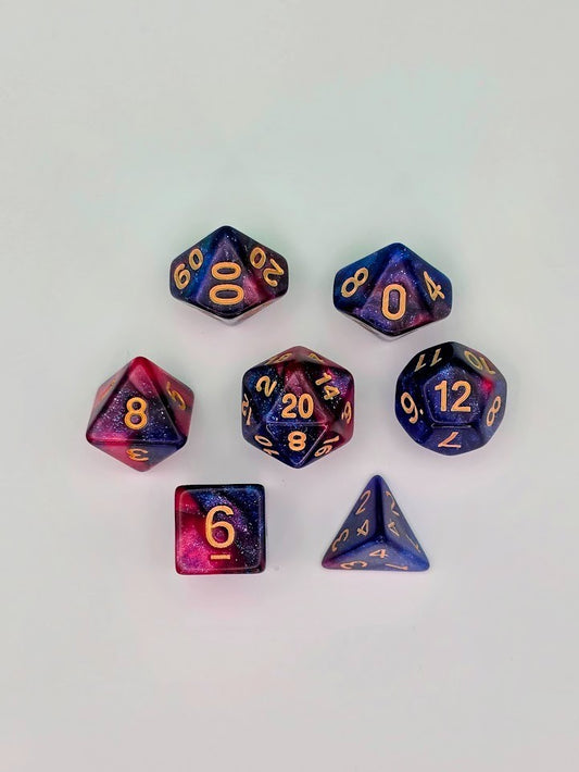 7PCS DND Dice Set "Deep Space" Polyhedral Dice With Drawstring Bag for D&D