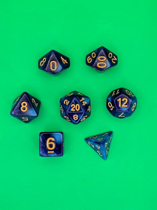 7PCS DND Dice Set "Squid Ink" Polyhedral Dice With Drawstring Bag for D&D